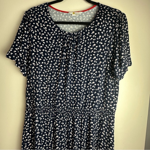 Boden Navy Ditsy FloralPetal Evangeline Stretchy Soft Jersey Knit Dress Size 14L - Picture 10 of 16